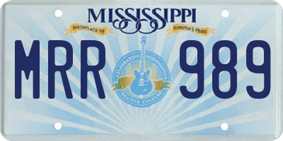 MS license plate MRR989