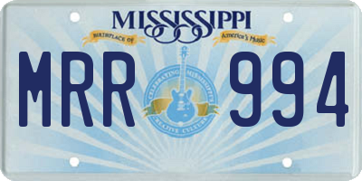 MS license plate MRR994