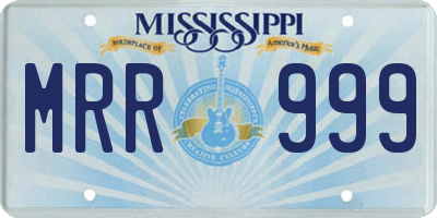 MS license plate MRR999