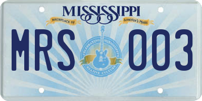 MS license plate MRS003