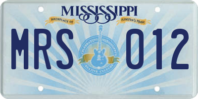 MS license plate MRS012