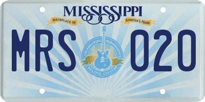 MS license plate MRS020