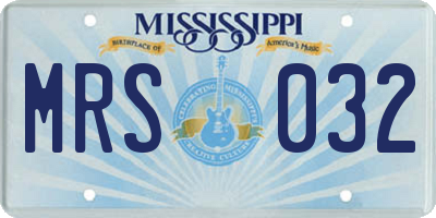 MS license plate MRS032