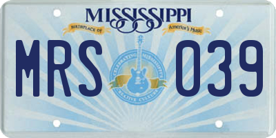 MS license plate MRS039