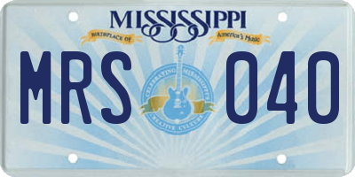 MS license plate MRS040