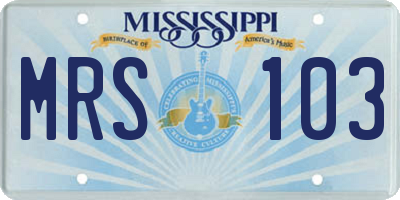 MS license plate MRS103