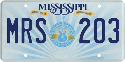 MS license plate MRS203