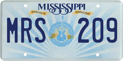 MS license plate MRS209