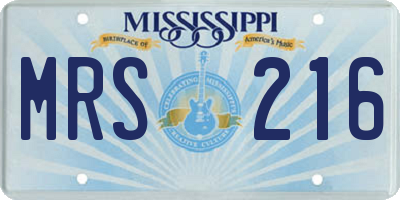 MS license plate MRS216