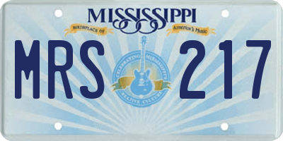 MS license plate MRS217