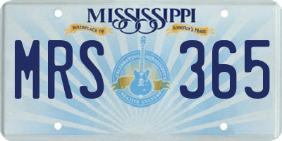 MS license plate MRS365