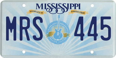 MS license plate MRS445