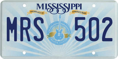 MS license plate MRS502