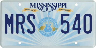 MS license plate MRS540