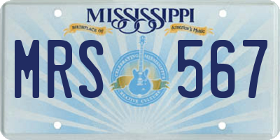 MS license plate MRS567