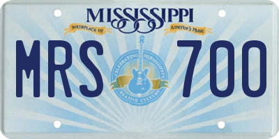 MS license plate MRS700