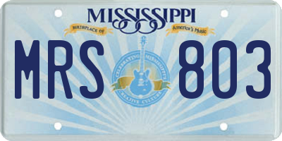 MS license plate MRS803