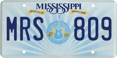 MS license plate MRS809