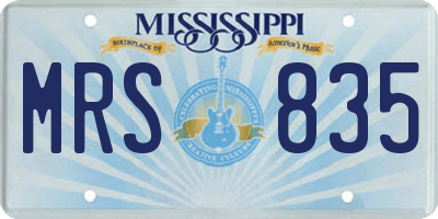 MS license plate MRS835