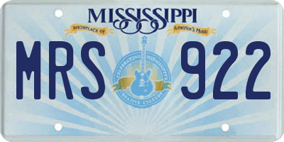 MS license plate MRS922