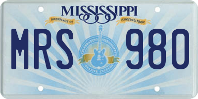 MS license plate MRS980