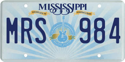 MS license plate MRS984