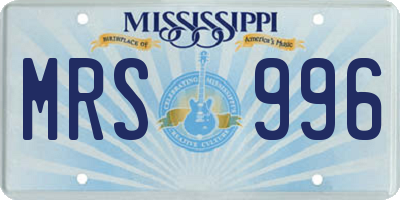 MS license plate MRS996