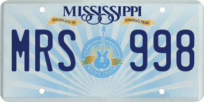 MS license plate MRS998