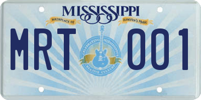 MS license plate MRT001