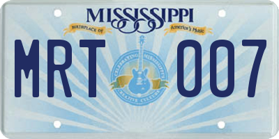 MS license plate MRT007