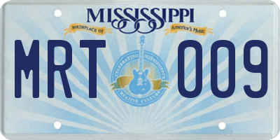 MS license plate MRT009