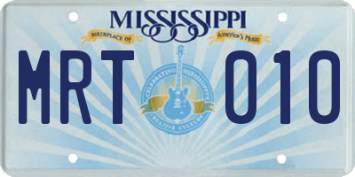 MS license plate MRT010