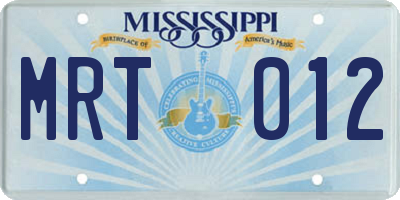 MS license plate MRT012
