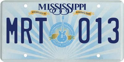 MS license plate MRT013