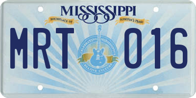 MS license plate MRT016