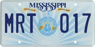 MS license plate MRT017