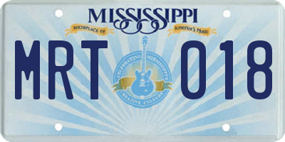 MS license plate MRT018