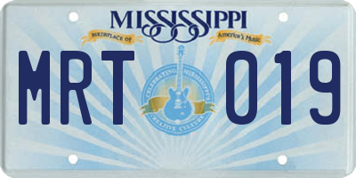MS license plate MRT019