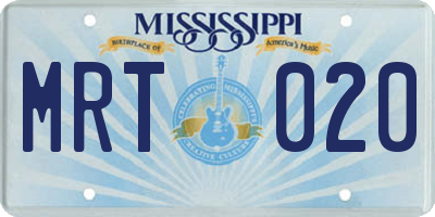 MS license plate MRT020