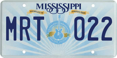 MS license plate MRT022