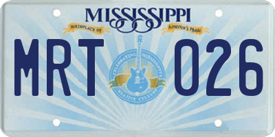 MS license plate MRT026