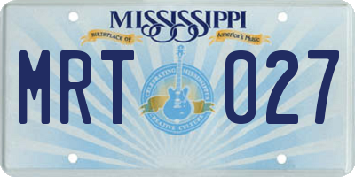 MS license plate MRT027