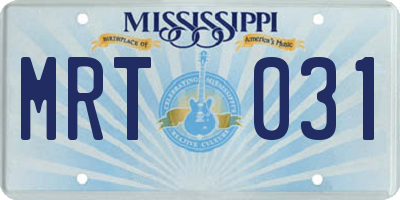 MS license plate MRT031