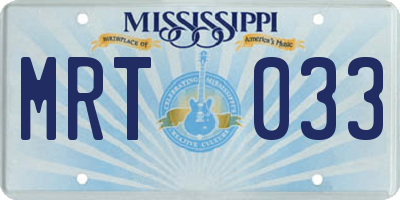 MS license plate MRT033