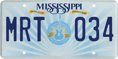 MS license plate MRT034