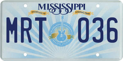MS license plate MRT036