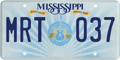 MS license plate MRT037