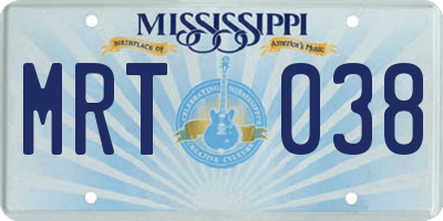 MS license plate MRT038