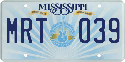 MS license plate MRT039