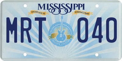 MS license plate MRT040